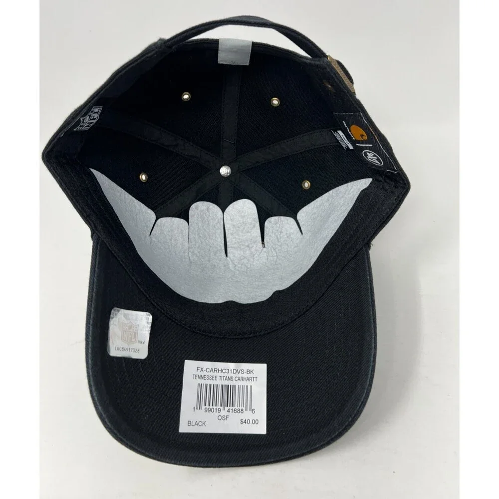 Tennessee Titans Carhartt x 47 Hat Cap Black Canvas NFL Football Mens Strapback - Picture 6 of 8